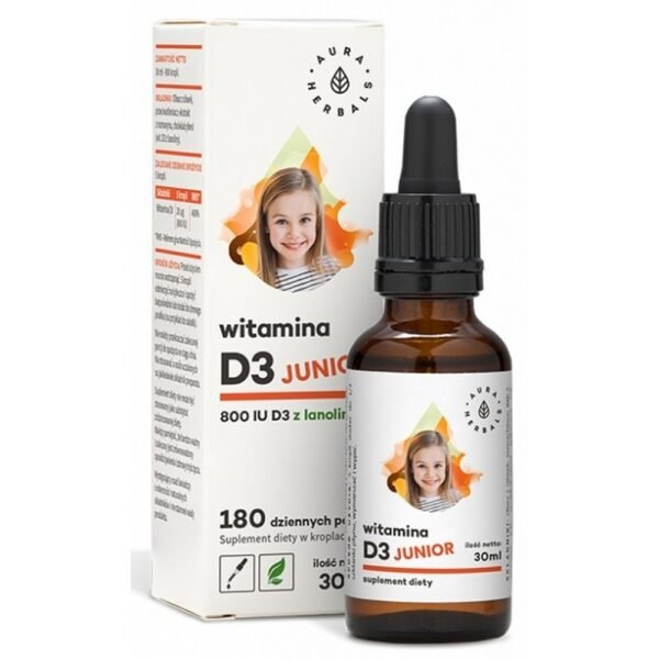 The most important properties of Aura Herbals Vitamin D3 Junior 800IU drops: