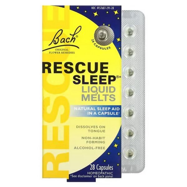 Bach, Original Flower Remedies, Rescue Sleep Liquid Melts provides natural relief of occasional sleeplessness caused by stress & repetitive thoughts.