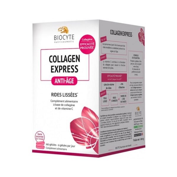 Collagen Express Anti-aging Skin smoothed BIOCYTE 180 capsules in our pharmacy bio, Comment on advice for use and dosage with our partner Avis checked after your purchase.