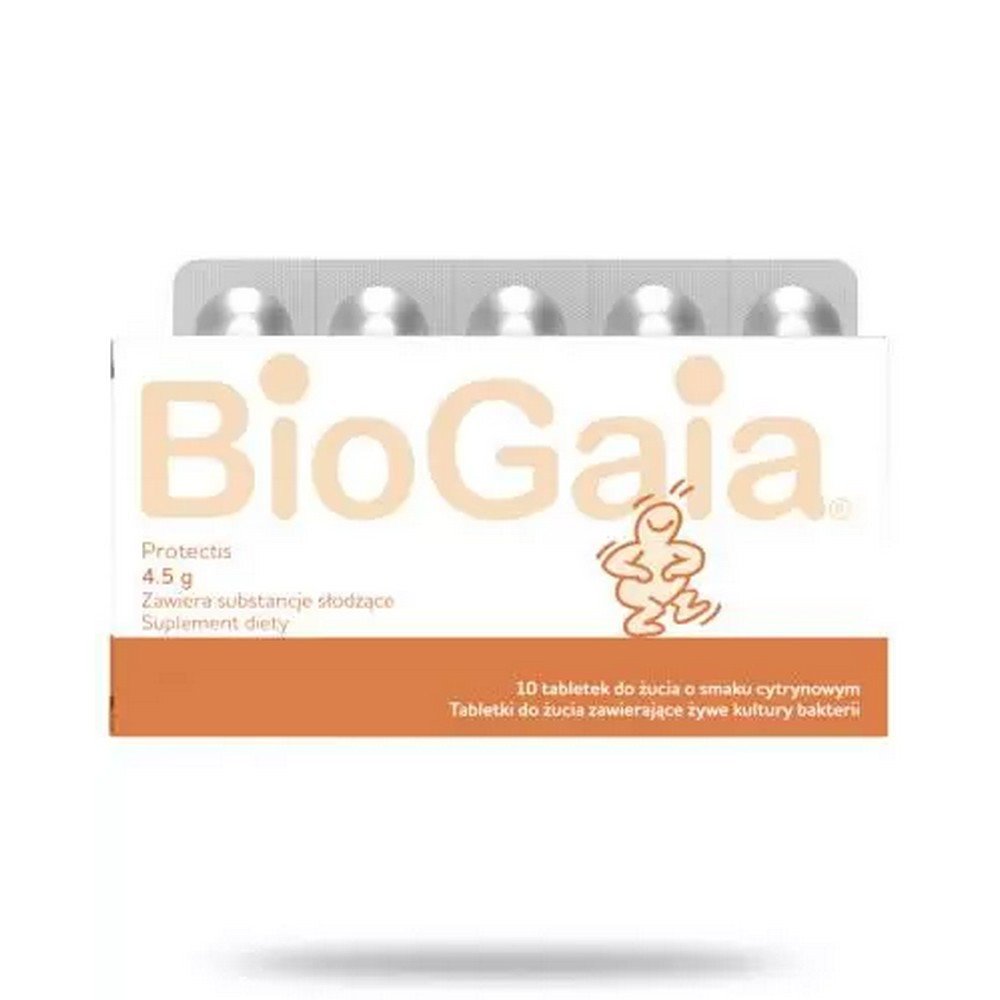 biogaia protectis 45g probiotic chewable tablets with lemon flavor 10 pieces Les comprimés à croquer probiotiques BioGaia sont un moyen simple, sûr et pratique de restaurer et de maintenir un équilibre sain de la microflore dans le tube digestif et d'améliorer l'état et le fonctionnement du système digestif.