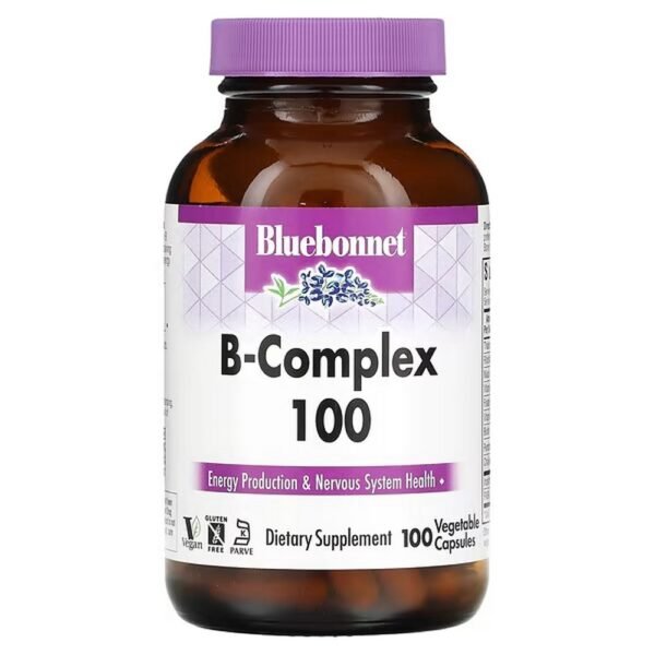 Bluebonnet's B-Complex 100 capsules contain a full spectrum of highly potent B vitamins in their purest form.