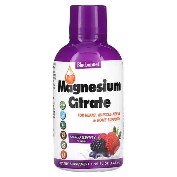 Bluebonnet Nutrition, Liquid Magnesium Citrate for heart, muscle nerve & bone support.