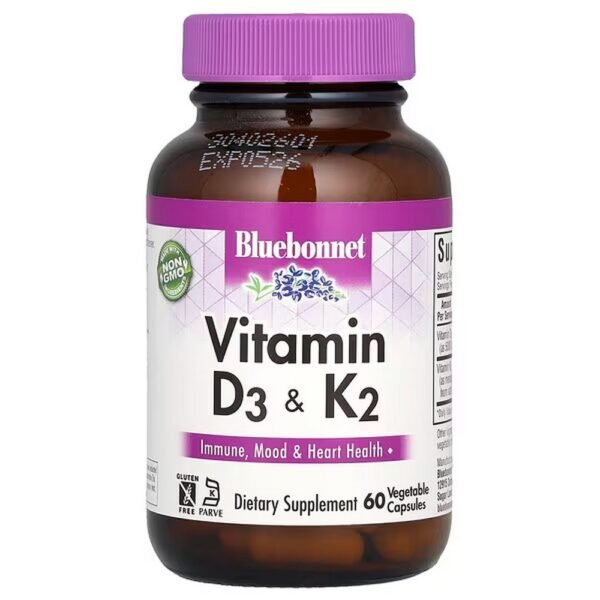 Bluebonnet Nutrition, Vitamin D3 and K2 for immune health and heart health.