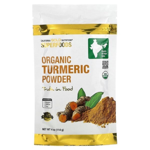 California Gold Nutrition, Superfoods, Organic Turmeric Powder, 4 oz (114 g),California Gold Nutrition, Superfoods, Bio-Kurkumapulver, 114 g (4 oz.)