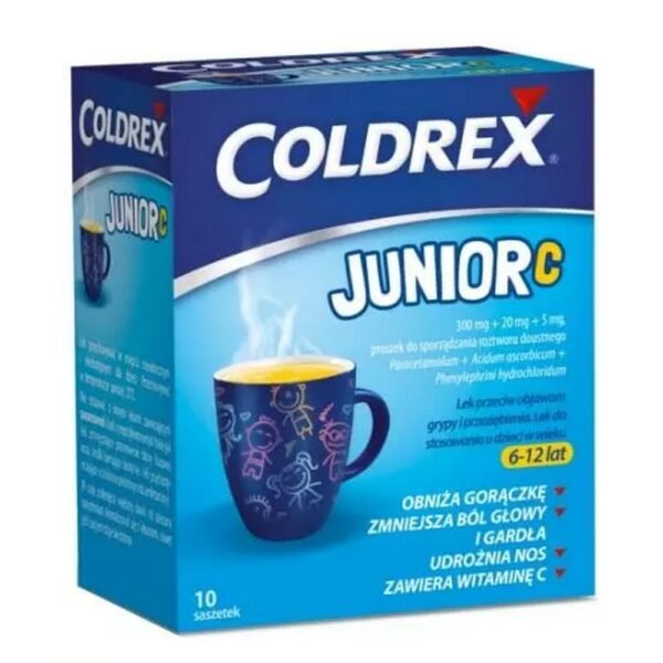 Coldrex Junior C is a medicinal product with analgesic and antipyretic properties used in the case of symptoms of colds and flu in children.