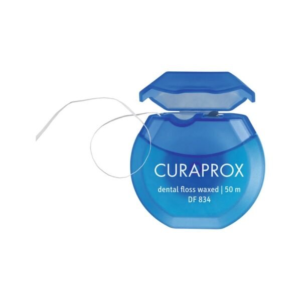 Waxed dental floss for smooth, efficient cleaning of interdental spaces.