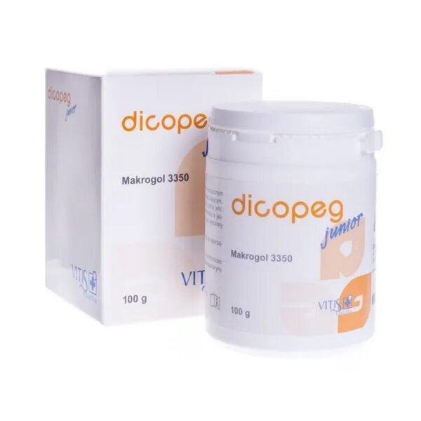 Dicopeg Junior is a medical device with an osmotic laxative effect that naturally regulates intestinal function.