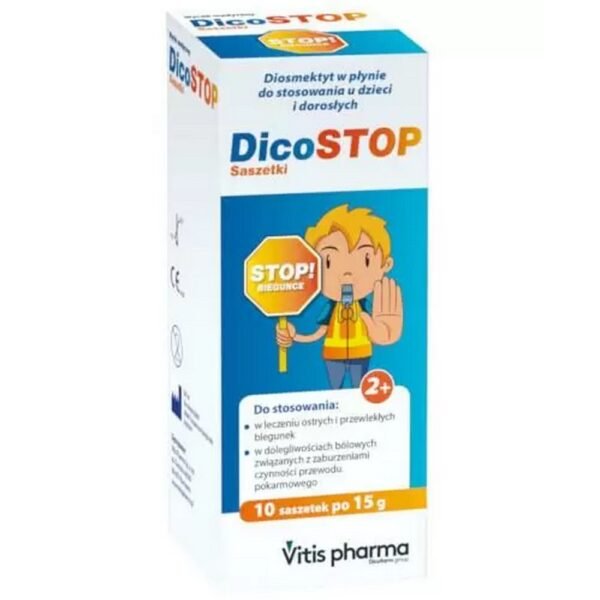 Dicostop is a product that supports therapy during acute and chronic diarrhea and helps reduce abdominal pain associated with digestive system disorders.