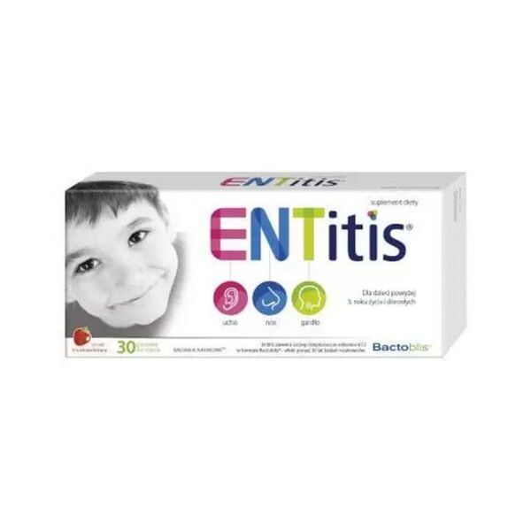 ENTitis - a dietary supplement containing the Streptococcus salivarius K12 strain and vitamin D.
