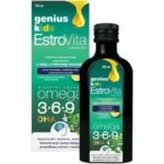 EstroVita Genius Kids - a dietary supplement with a sweet lemon flavor containing a composition of omega-3/omega-6 fatty acids in an excellent Ω3/Ω 6 ratio and a complex of vitamins D, E, K.