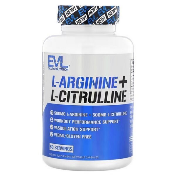 EVLution Nutrition, L-Arginine + L-Citrulline for endurance + training support
