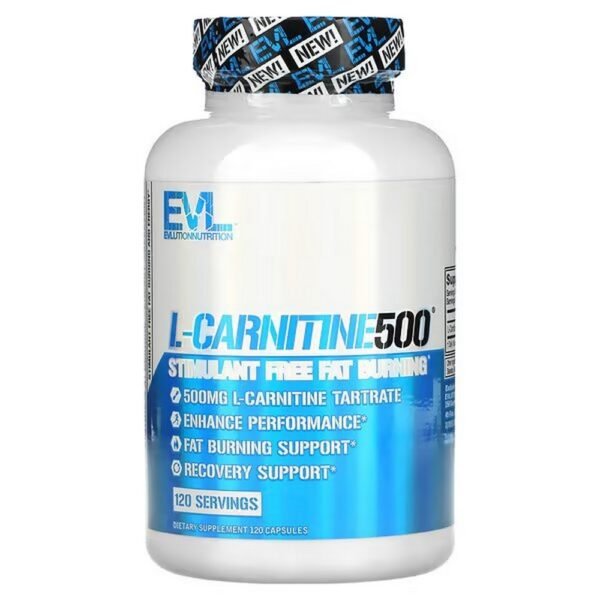 EVLution Nutrition, L-CARNITINE500, Stimulant Free Fat Burning for fat burning and energy without stimulants