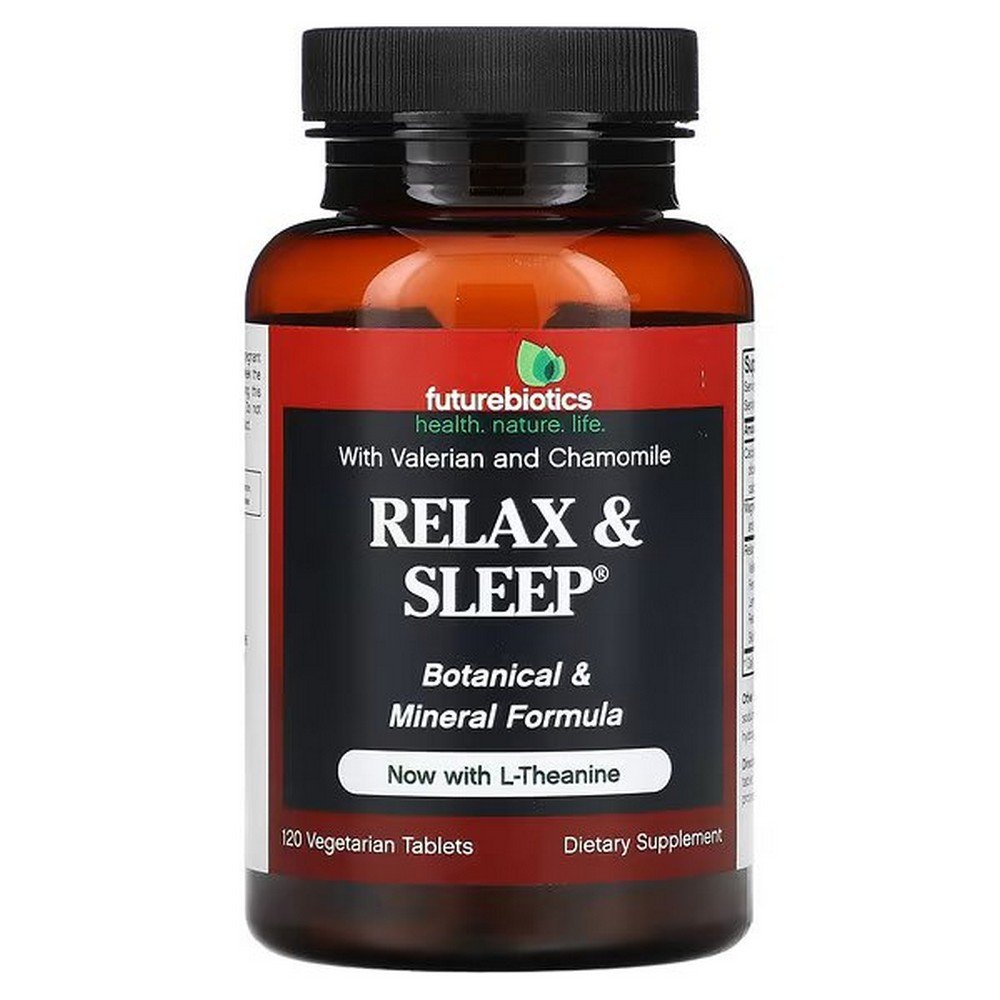 futurebiotics relax and sleep 120 vegetarian tablets Relax & Sleep es un suplemento de apoyo al sueño suave y no adictivo que ayuda a su cuerpo a prepararse naturalmente para dormir y descansar.