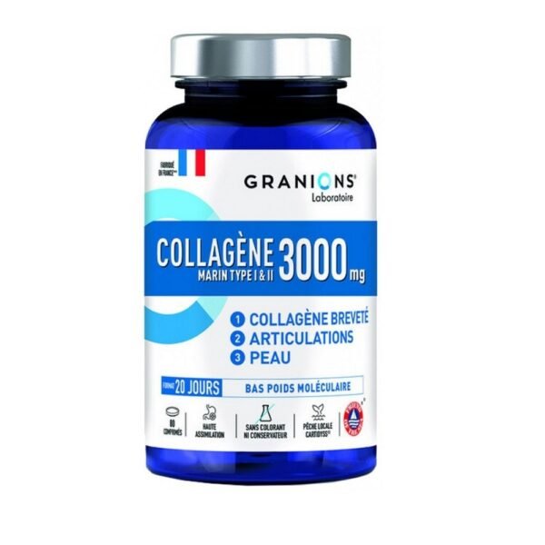 Discover Granions Collagen Type I and II, a unique dietary supplement that combines the benefits of marine collagen for skin beauty, muscle health and joint comfort.