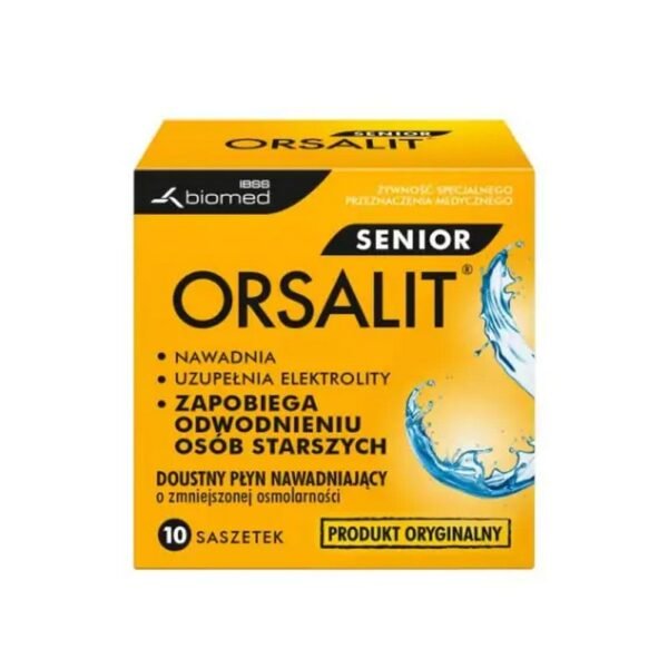 Orsalit Senior is a product designed for seniors and intended for dietary management in cases of dehydration.