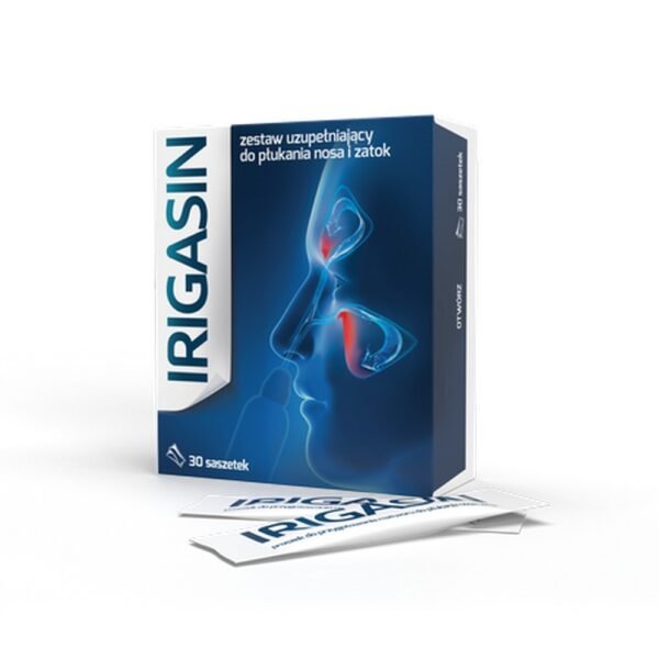 Irigasin is a medical device intended for preparing a solution for rinsing the nose and sinuses.