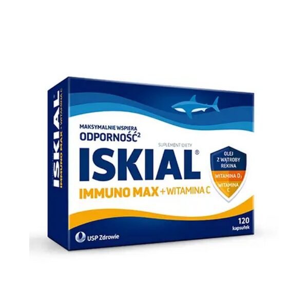 ISKIAL Immuno Max + Vitamin C - dietary supplement in the form of capsules containing shark liver oil, vitamin D3 and vitamin C.