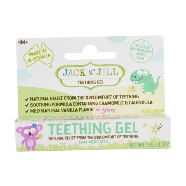 Jack N' Jill teething gel contains natural ingredients that bring relief to your baby's irritated and swollen gums.