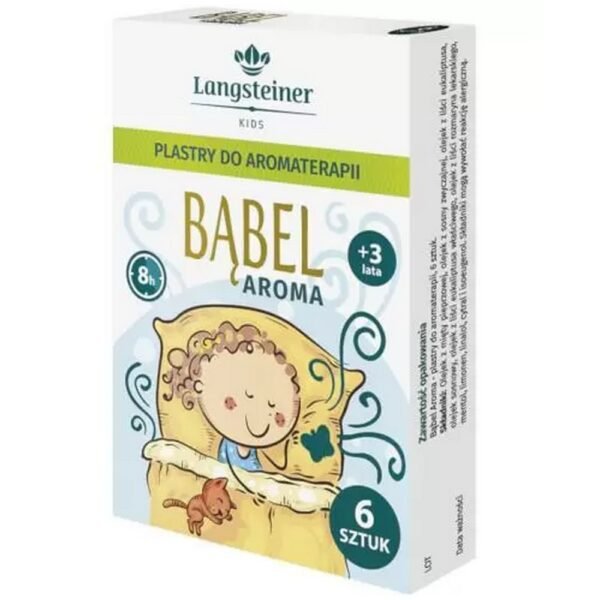 Langsteiner Kids Bąbel Aroma patches contain a refreshing composition of natural essential oils for aromatherapy for children over 3 years of age.