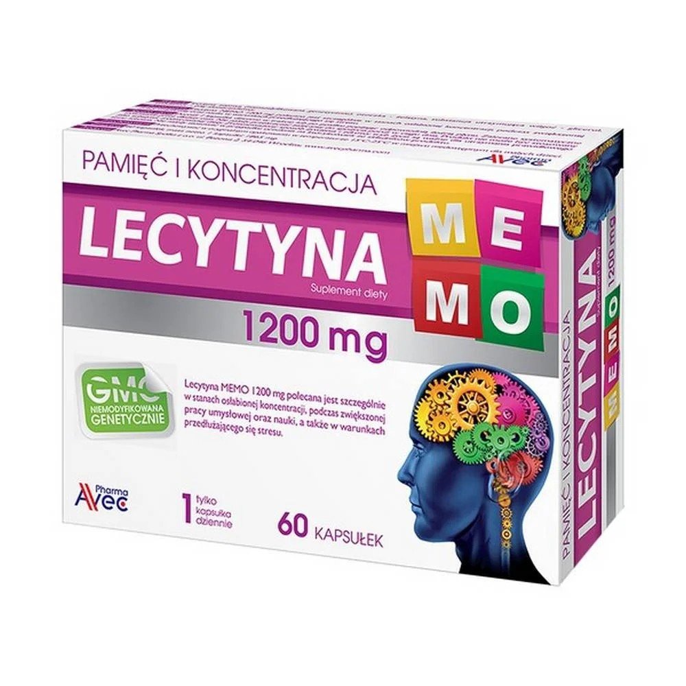 lecithin memo 1200 capsules 60 Lecytyna Memo 1200 est un complément alimentaire à base de lécithine de soja.