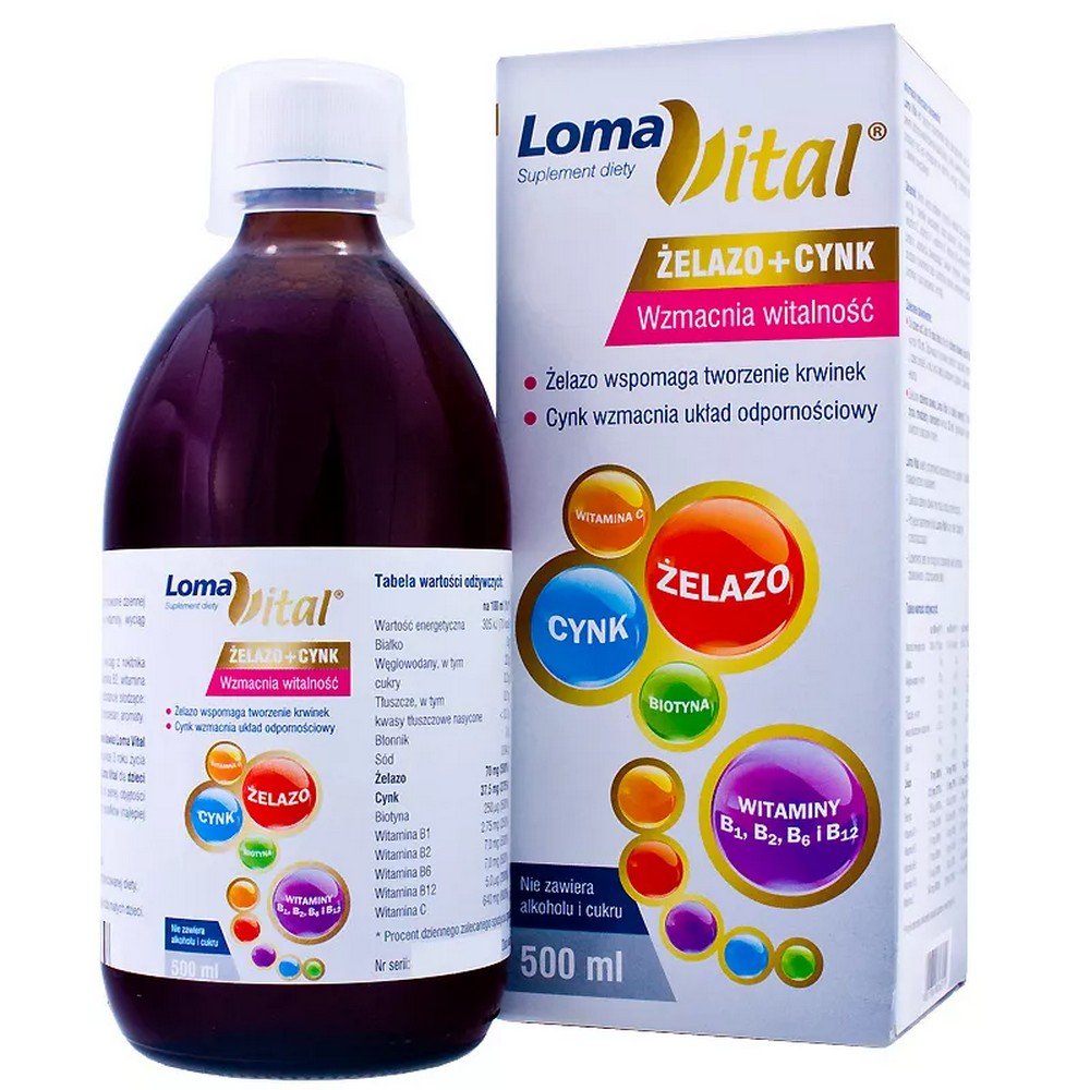 loma vital iron zinc liquid 500ml Supplementing the diet with ingredients that enhance vitality, support the formation of blood cells and strengthen immunity._x000D_