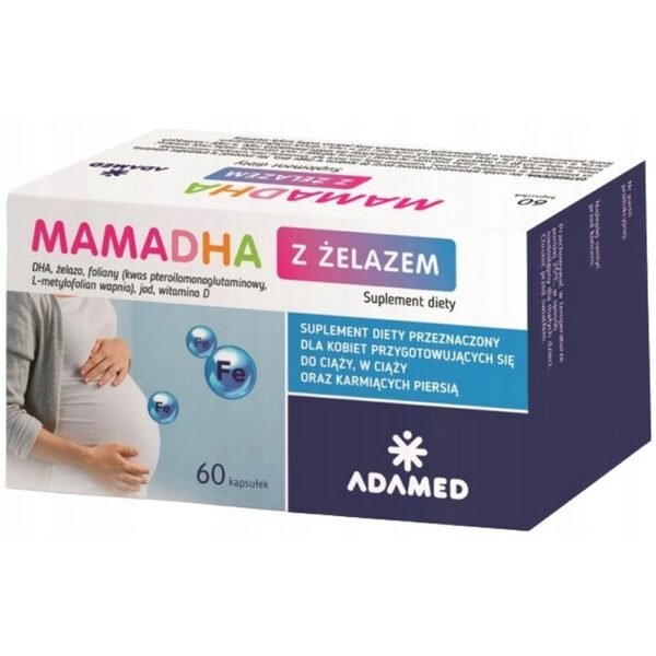 Mamadha with Iron contains a carefully selected composition of DHA*, as well as vitamins and minerals that support the body of a woman planning a pregnancy, pregnant or breastfeeding.