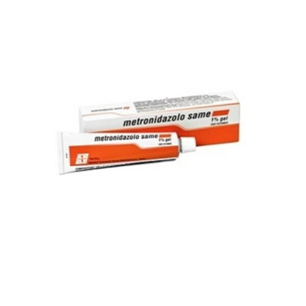 gel for application to the skin containing the active ingredient metronidazole, a substance active against microbes and protozoa.