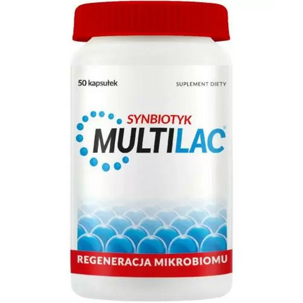 multilac synbiotic 50 capsules Multilac Synbiotic - un complément alimentaire contenant une combinaison de souches bactériennes bénéfiques et un nutriment, un prébiotique. Le produit est destiné aux adultes et aux enfants.