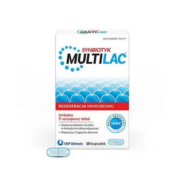 Multilac is a synbiotic with a unique composition, containing 9 selected strains of bacteria and a prebiotic.