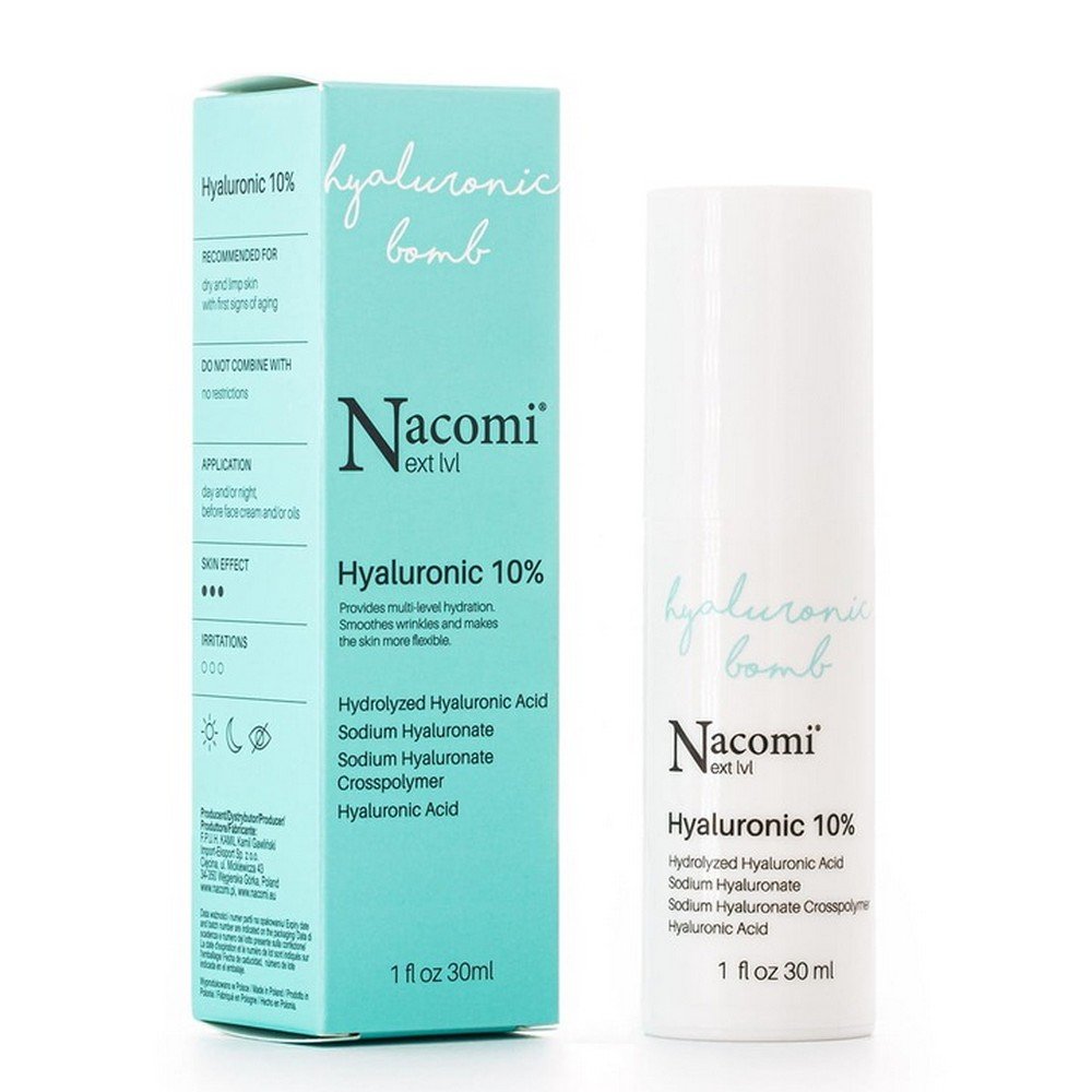 nacomi next level hyaluronic acid serum 10 30 ml Формула, обогащенная OptimHyal™, разглаживает морщины, увлажняет и делает кожу более эластичной.