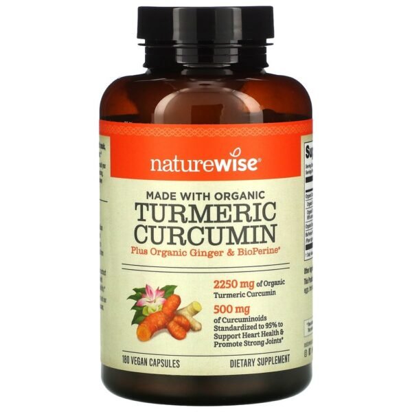 NatureWise, Organic Turmeric Curcumin, Organic Turmeric Curcumin is good for heart, brain and joint health