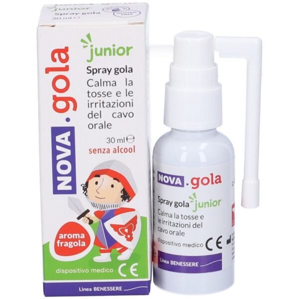 Nova Gola Spray Junior is specially designed to form a barrier film that, by adhering to the mucous membrane, limits its contact with irritants.