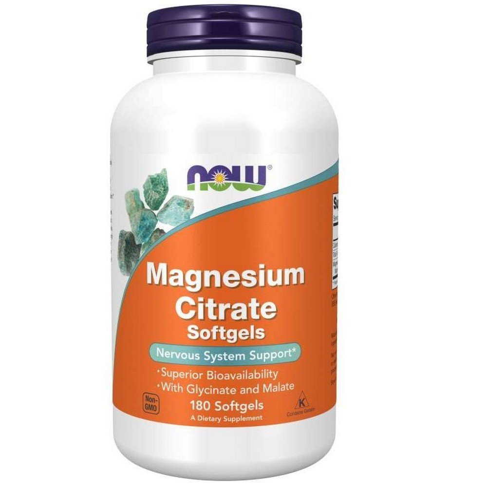now foods magnesium citrate 400mg 180 caps DIETARY SUPPLEMENT Magnesium citrate 180 gel capsules A complex of the three most absorbable forms of magnesium: citrate, chelate (bisglycinate) and malate.