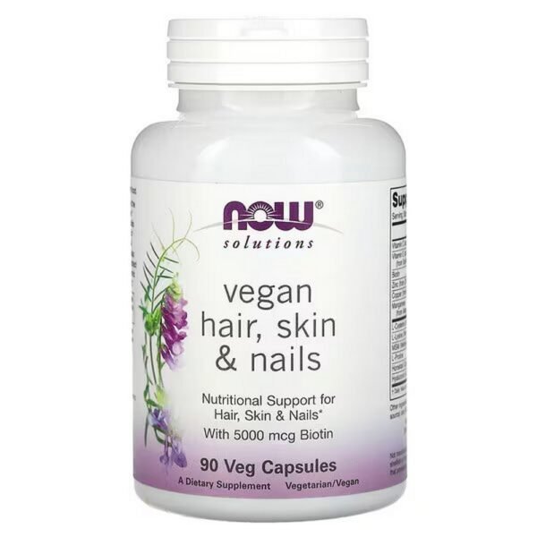 NOW Foods, Solutions, Vegan Hair, Skin and Nails supports healthy and  youthful skin.