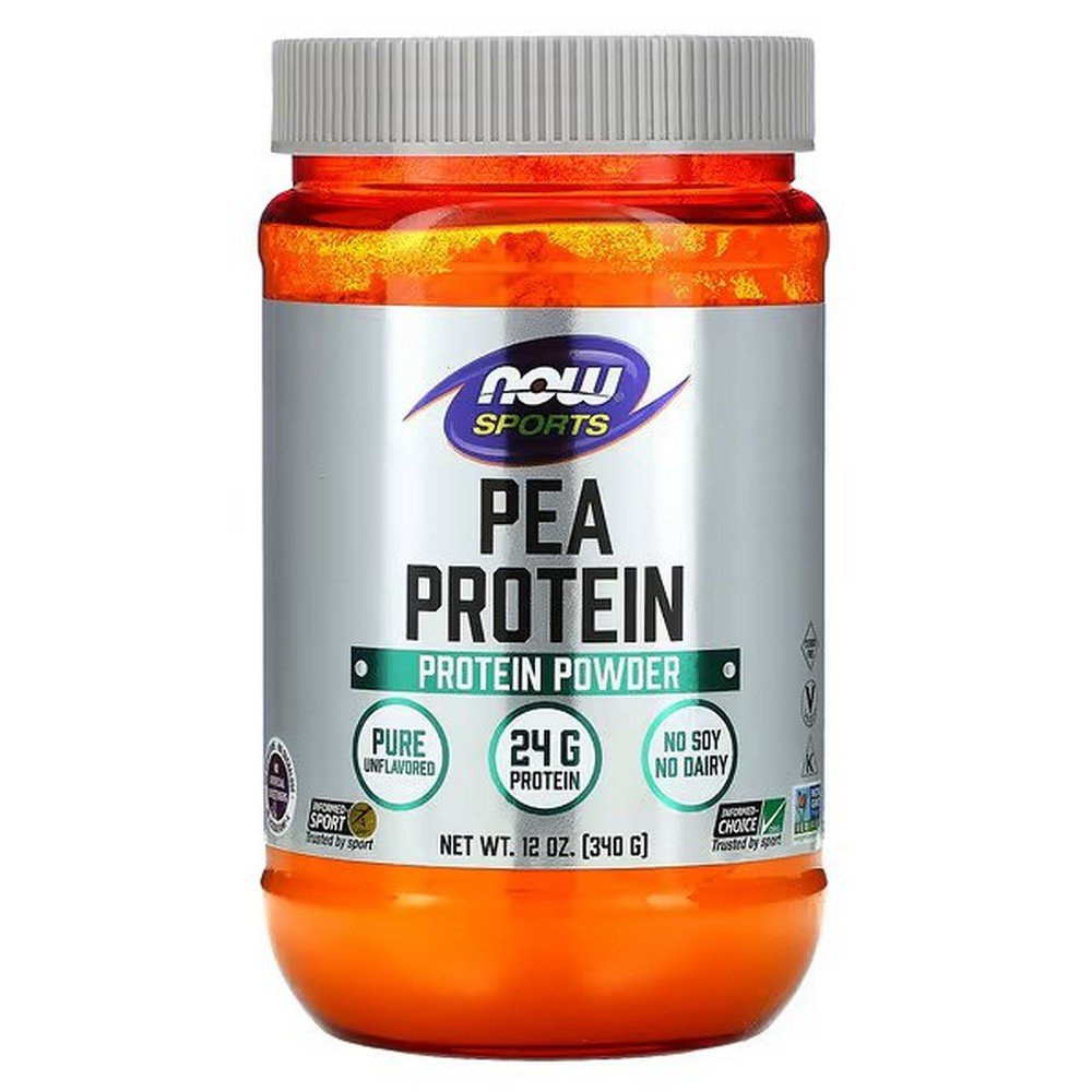 now foods sports pea protein unflavored 340 g 12 oz Promueve el crecimiento muscular.