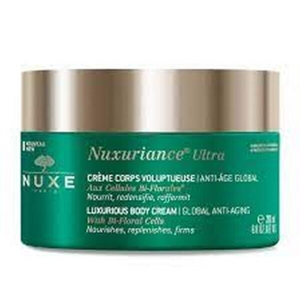 Nuxuriance® ultra anti-aging body cream acts on unevenness, dryness, loss of skin elasticity and density, loss of firmness.