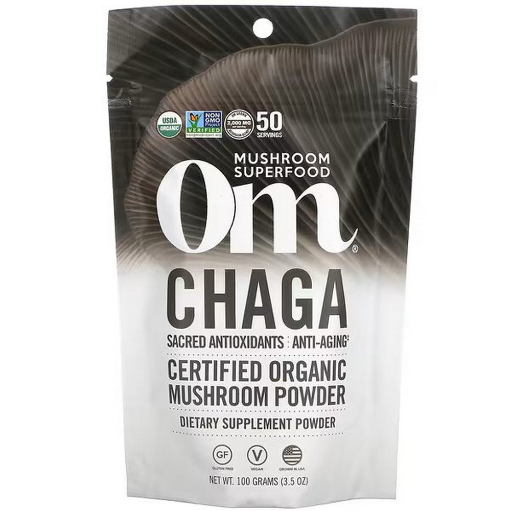 om mushrooms chaga certified organic mushroom powder 35 oz 100 g Благодаря своим священным антиоксидантам чага является источником полифенолов, который превосходит вред, наносимый свободными радикалами, и способствует здоровому старению в любом возрасте.