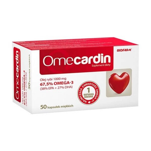 Omecardine is a food supplement containing a source of unsaturated fatty acids.