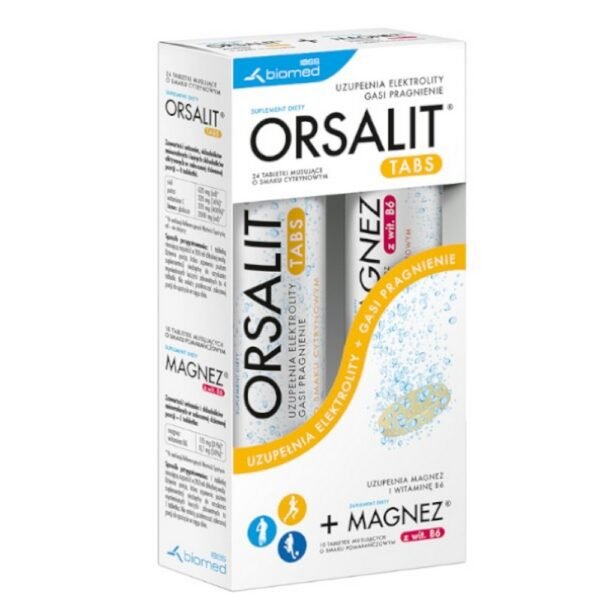 Orsalit Tabs is a dietary supplement in the form of effervescent tablets for the preparation of lemon-flavored rehydration liquid