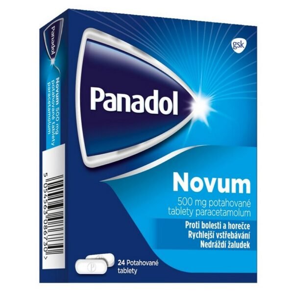 Panadol Novum 500 mg, 24 tablets, coated, for the treatment of mild and moderate headache, tooth pain, menstrual pain, pain in muscles and joints.