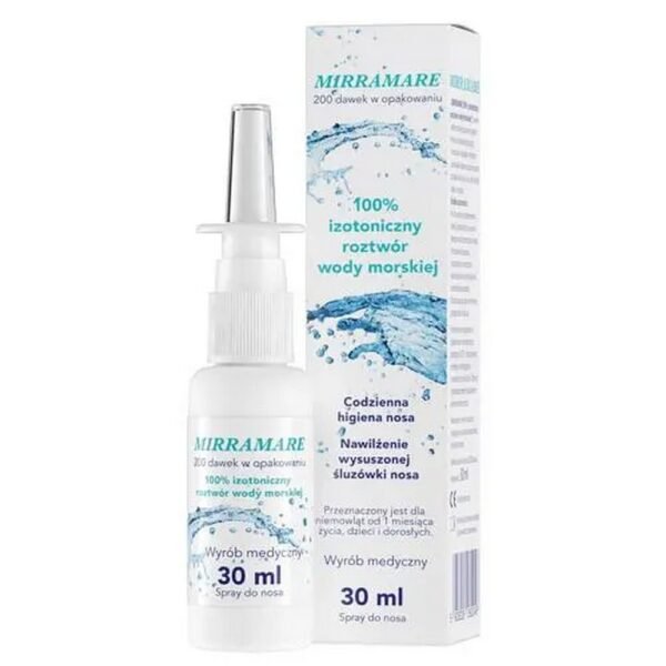 Mirramare 100% isotonic sea water solution is a medical device for daily nasal hygiene and moisturizing dry nasal mucosa.