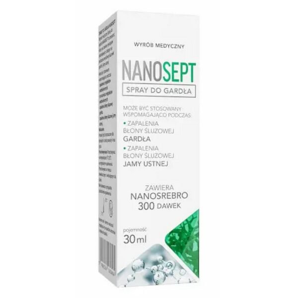 Nanosept throat spray is a medical device used to support inflammation of the pharyngeal mucosa and inflammation of the oral mucosa.