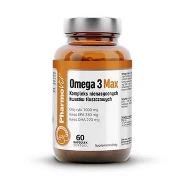 Omega 3 Max 60 Capsules Softgel Pharmovit contains Omega 3 unsaturated fatty acids in a large dose. It stabilizes cell membranes, affecting the condition of the entire body. It supports immunity and helps in the proper functioning of the nervous, endocrine and heart systems.