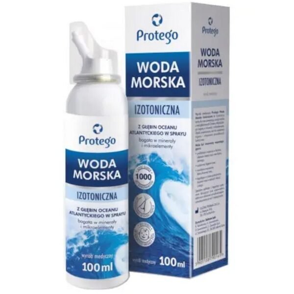 Protego Isotonic seawater is a medical spray intended for nasal hygiene.