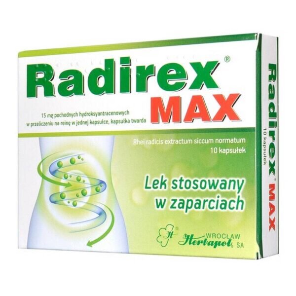 Radirex MAX is a medicinal product with a laxative effect for use in occasional constipation.