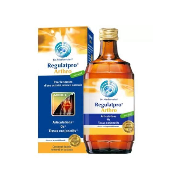 Discover DR NIEDERMAIER Regulatpro Arthro and its premium ingredients to support your joint health. Benefit from a supply of essential vitamins and minerals and benefit from the proven results for optimal joint comfort. Order Regulatpro Arthro Drink Bottle 350ml in our organic pharmacy, Comment on advice for use and dosage with our partner Avis checked after your purchase.