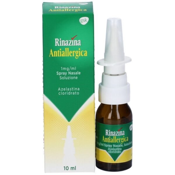 Rinazina Antiallergica Spray Nasale contains the active substance azelastine hydrochloride, which belongs to a group of medicines called antihistamines.