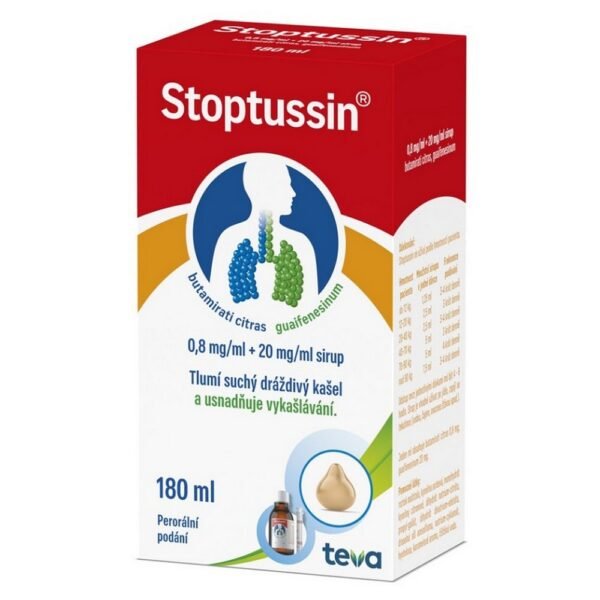 The right choice for cough thanks to 2 active ingredients, soothes irritating coughs and helps with expectoration. The menu also includes Stoptussin syrup, 180 ml.