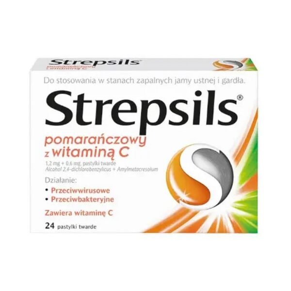 Strepsils orange with vitamin C is a medicinal product with antibacterial and antiviral properties.