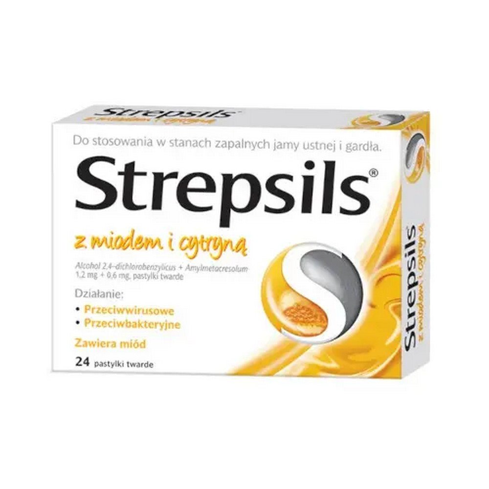 strepsils with honey and lemon 24 hard lozenges Les Strepsils au miel et au citron sont un médicament aux propriétés antivirales et antibactériennes.